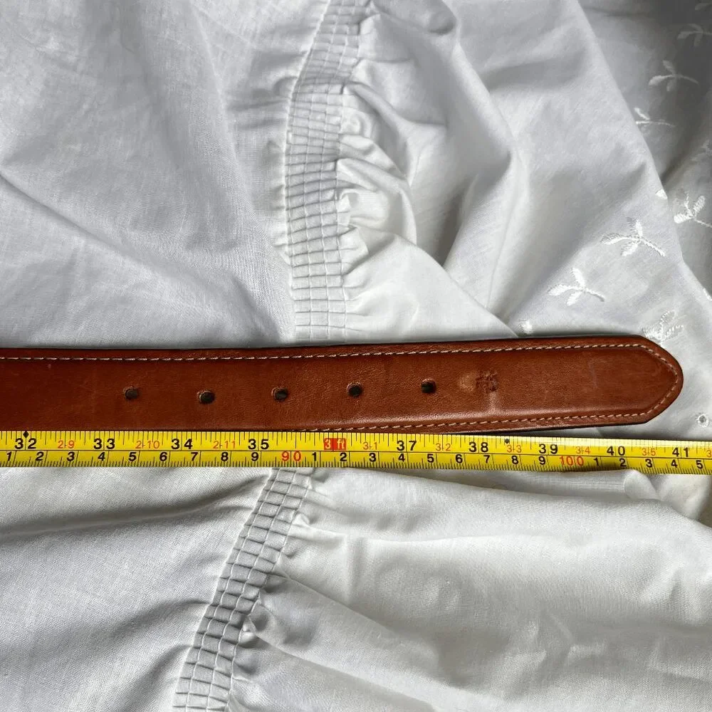 LL Bean Leather Belt Solid Brass Buckle USA Made Brown Casual Heritage 34